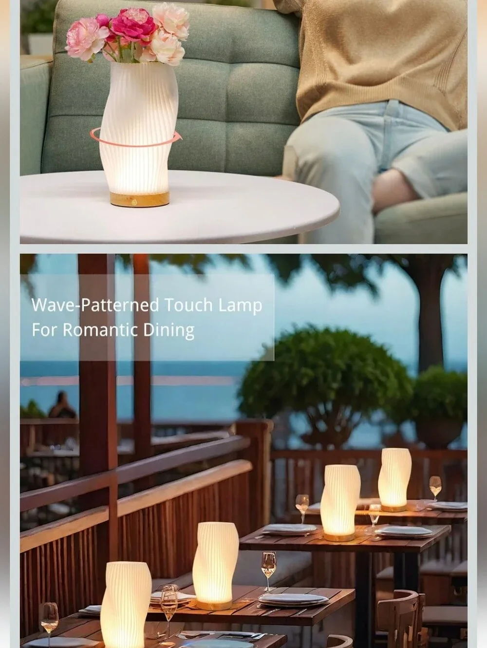 JHY DESIGN Rechargeable Touch Table Lamp 3D-Printing Dimmable Battery Powered